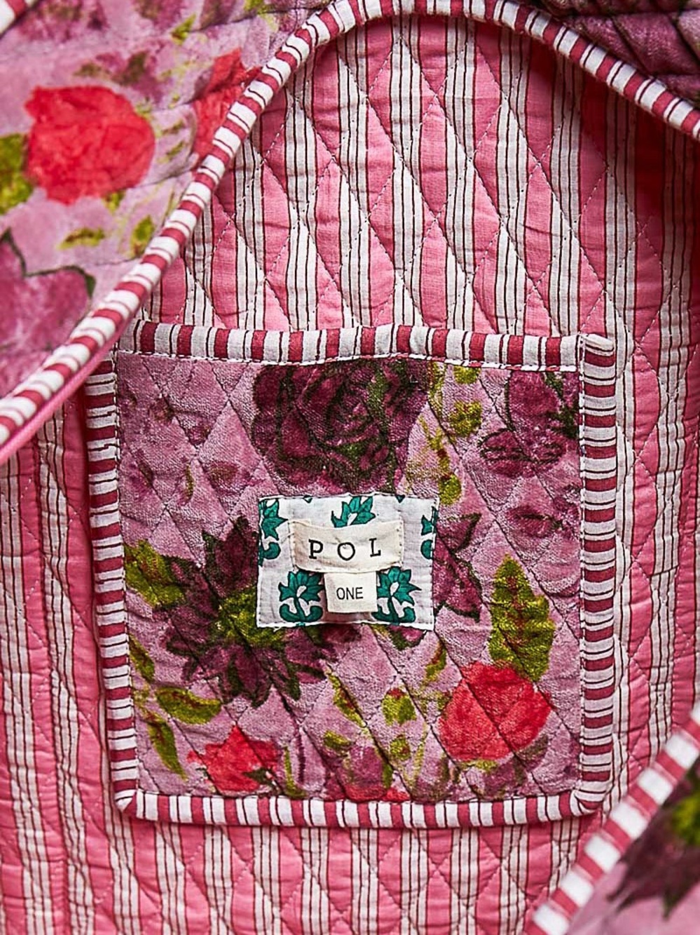 POL Pink Plum Floral Quilted Velvet Tote Bag | Oversized Shopper - Picture 5 of 7